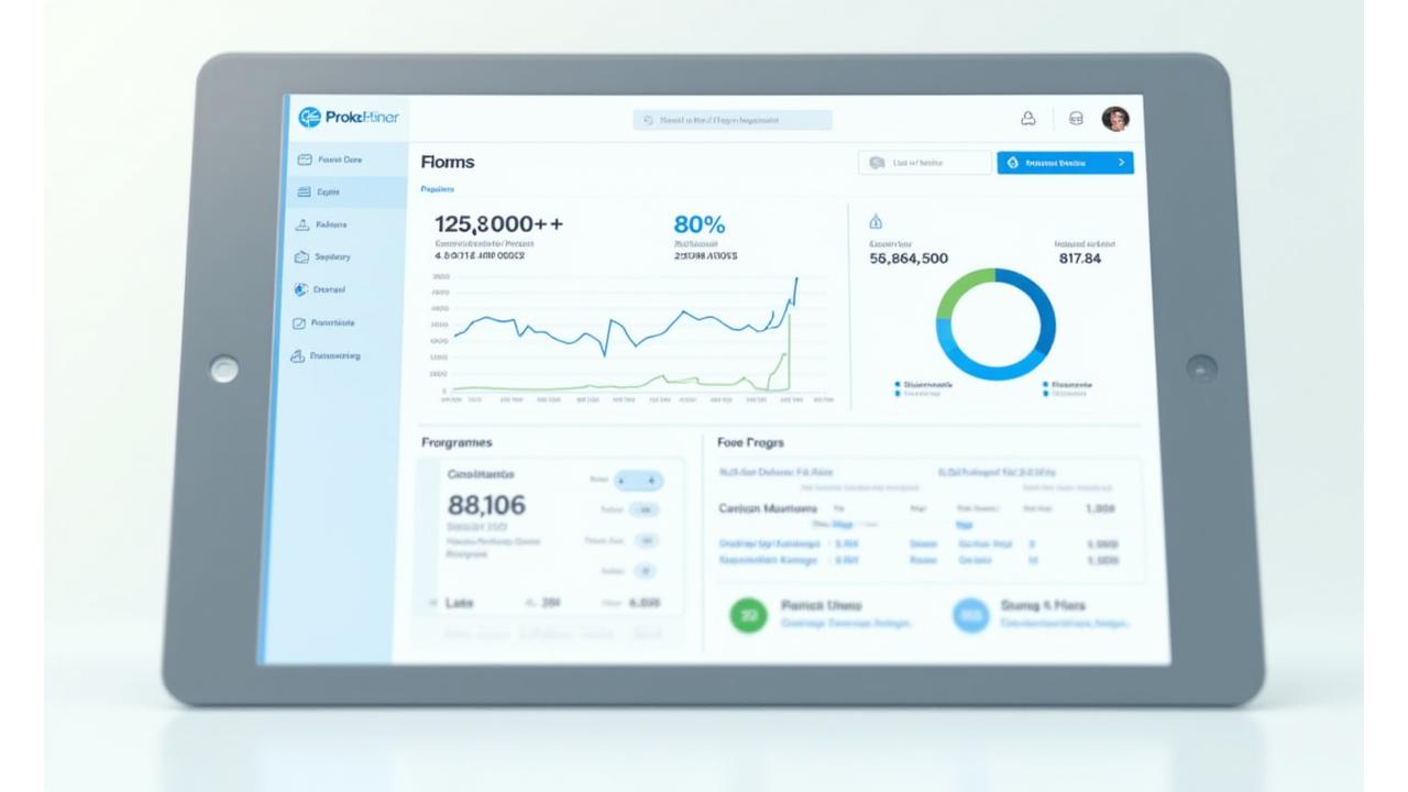 Digital dashboard showing positive health trends and satisfaction data.